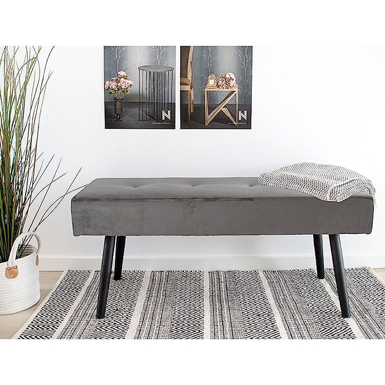 Ławka tapicerowana Belicer 100x35 cm szary velvet  - zdjęcie 2