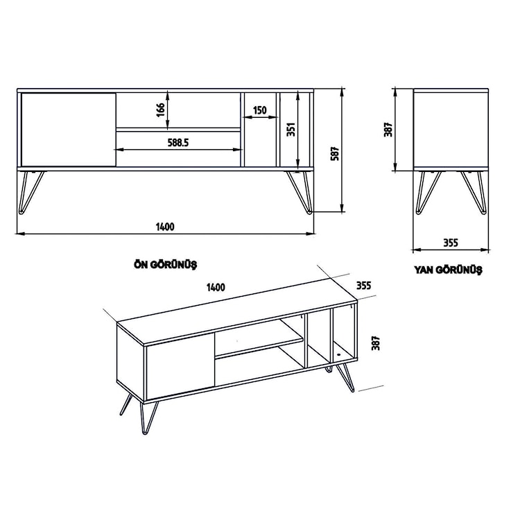 Szafka RTV Lovage czarny/orzech 140 cm  - zdjęcie 6