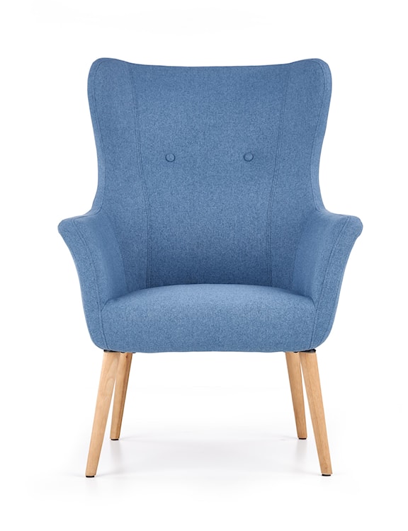 Fotel Emifban na drewnianych nogach - niebieskie tapicerowanie  - zdjęcie 17