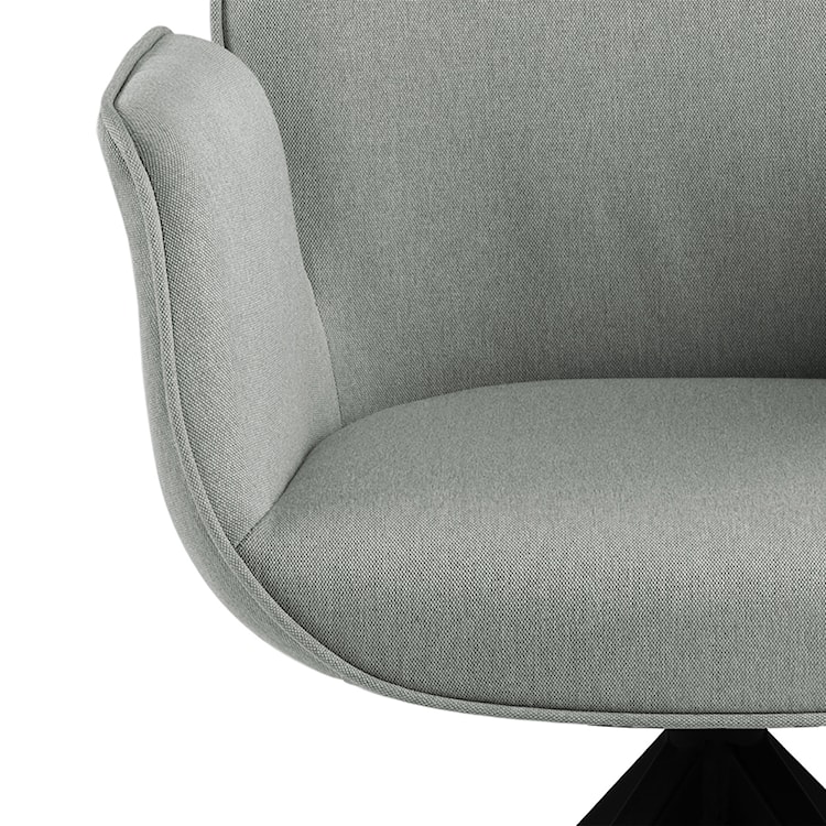 Krzesło tapicerowane z podłokietnikami Lorea z funkcją auto-return jasnoszare na czarnych nóżkach  - zdjęcie 9