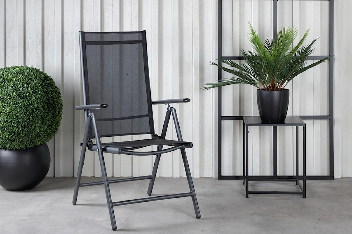 Krzesło ogrodowe z regulowanym oparciem Buress aluminium czarne  - zdjęcie 2