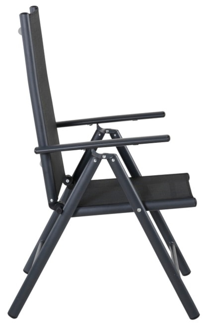 Krzesło ogrodowe z regulowanym oparciem Buress aluminium czarne  - zdjęcie 4