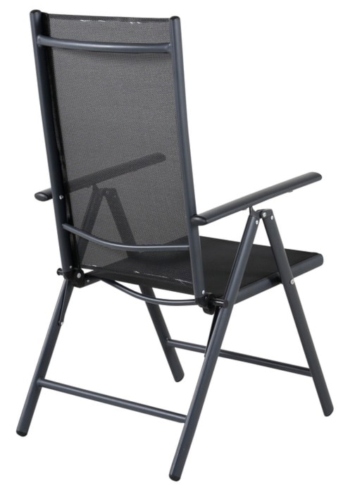 Krzesło ogrodowe z regulowanym oparciem Buress aluminium czarne  - zdjęcie 5