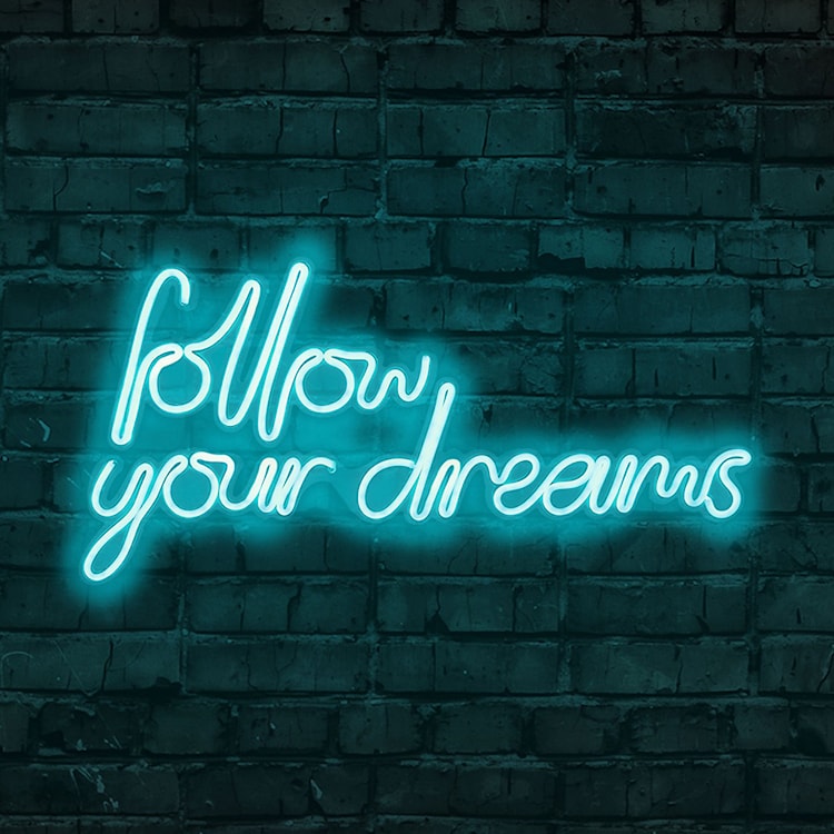 Neon na ścianę Letely z napisem Follow Your Dreams niebieski  - zdjęcie 2