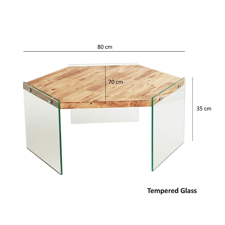Stolik kawowy Heink 70x80 cm drewniany na szklanej podstawie orzech  - zdjęcie 12