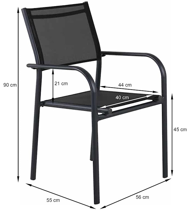 Krzesło ogrodowe Lunces aluminium czarne  - zdjęcie 8