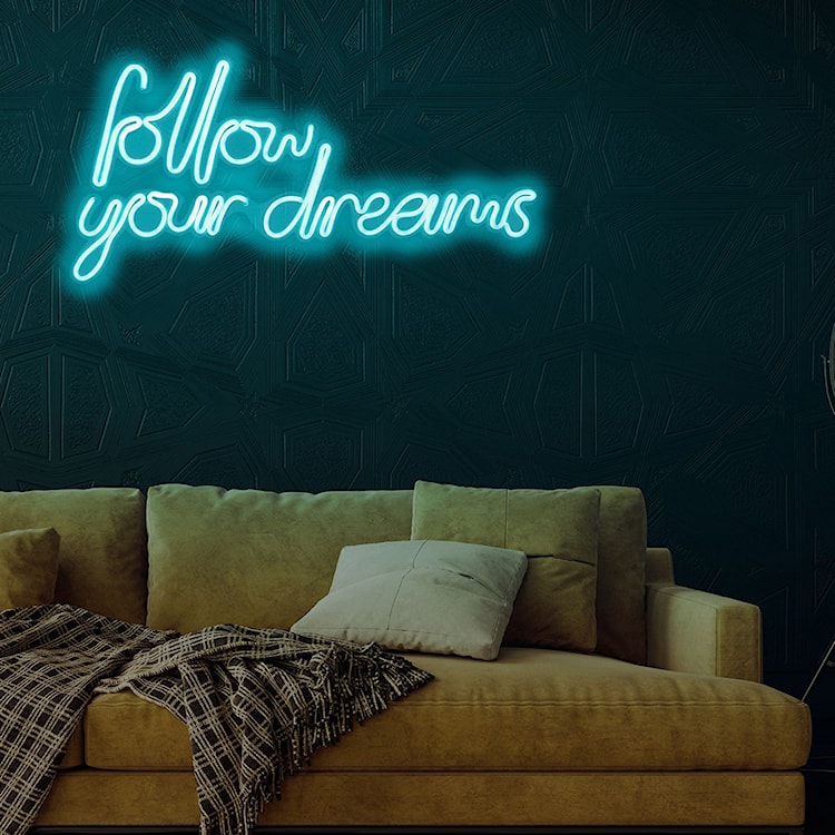 Neon na ścianę Letely z napisem Follow Your Dreams niebieski  - zdjęcie 4
