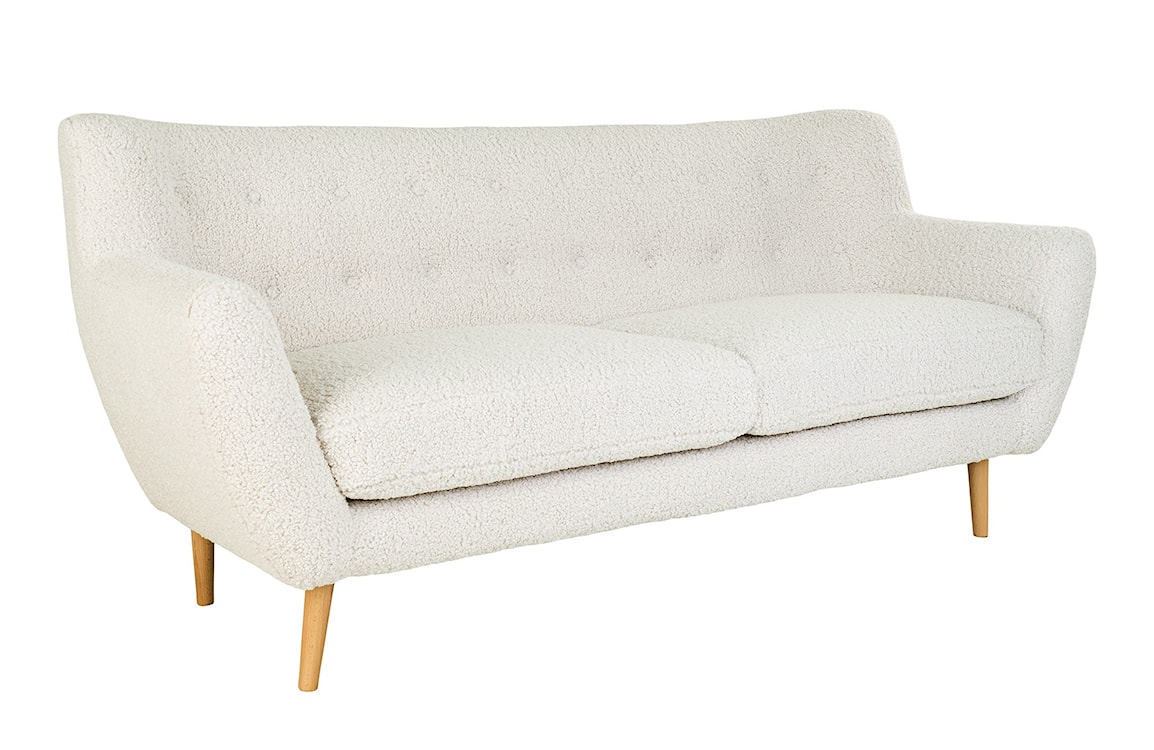 Sofa trzyosobowa Ratsino jasnobeżowa tkanina bouclé  - zdjęcie 4