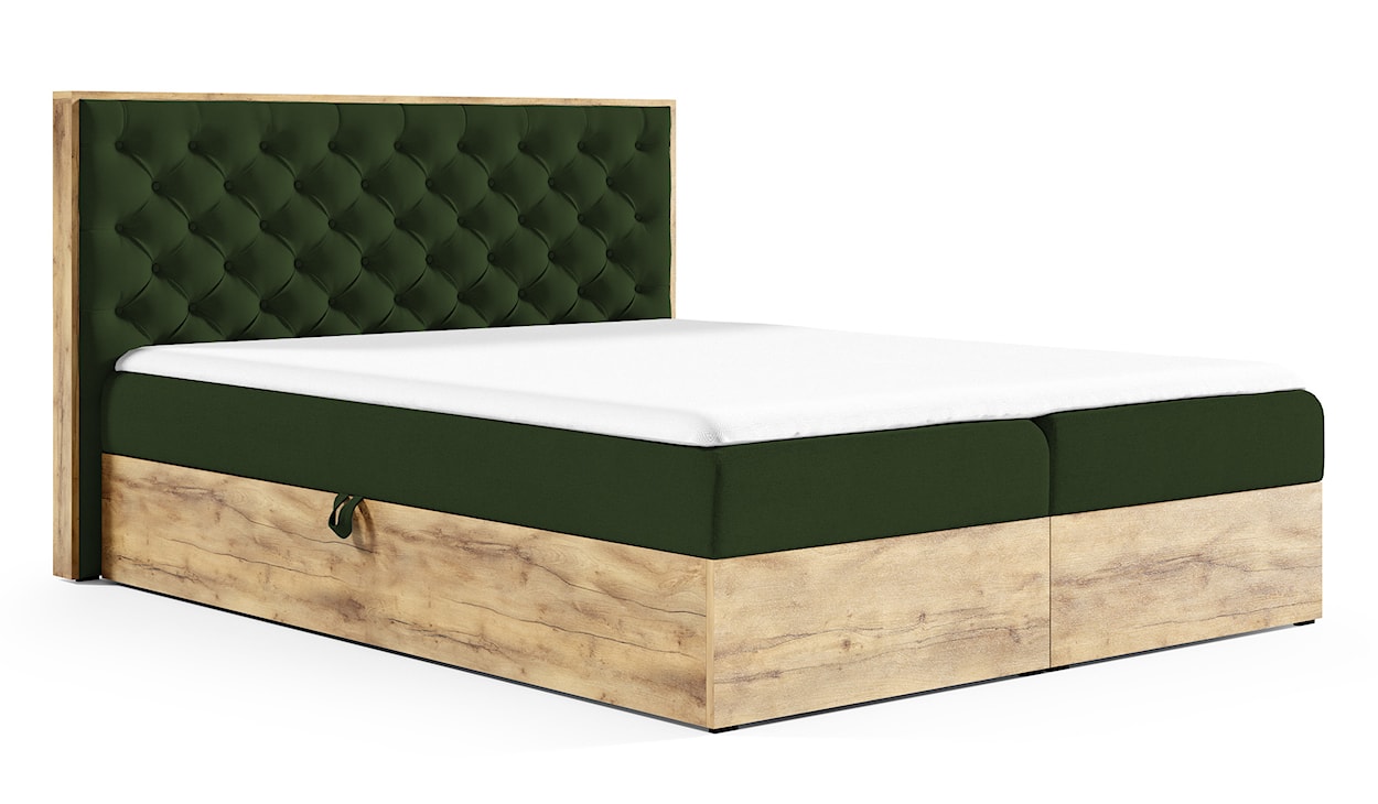 Łóżko kontynentalne Milanella 120x200 z dwoma pojemnikami i materacem ciemnozielone