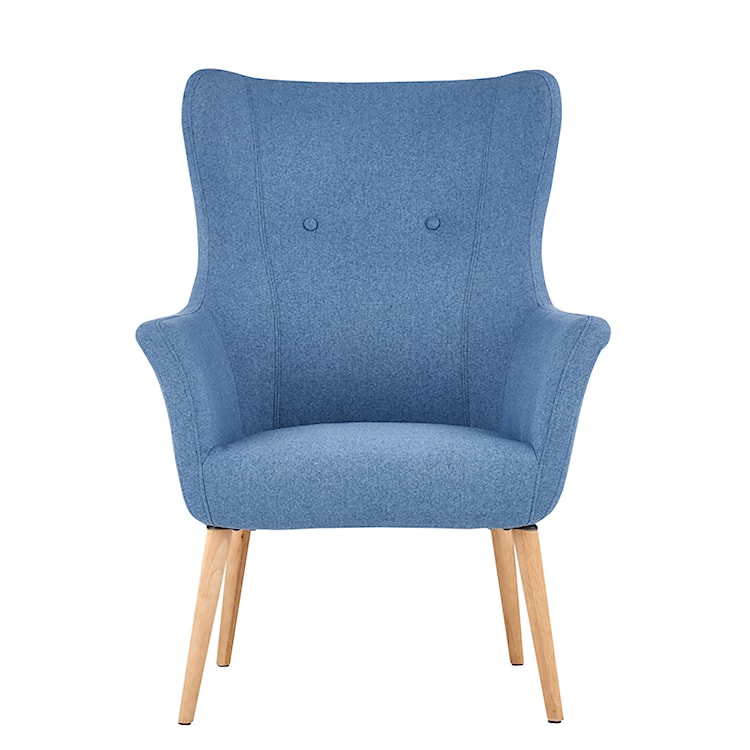 Fotel Emifban na drewnianych nogach - niebieskie tapicerowanie  - zdjęcie 6