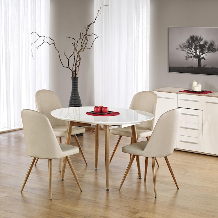 Stół rozkładany Lerma 120-200x100 cm biały - dąb miodowy  - zdjęcie 3