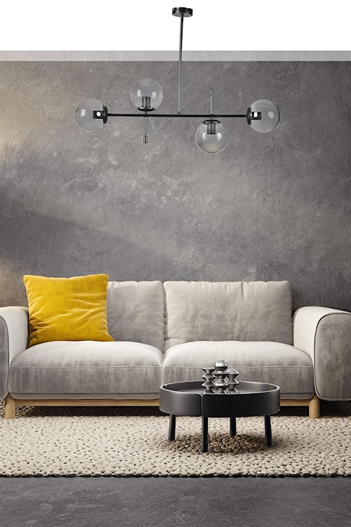 Lampa wisząca Zolving x4 czarna z szarymi kloszami  - zdjęcie 2
