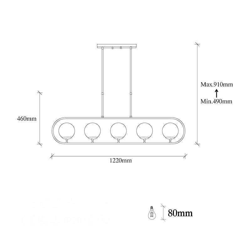 Lampa wisząca Tribilia x5 złota/ biały klosz  - zdjęcie 7