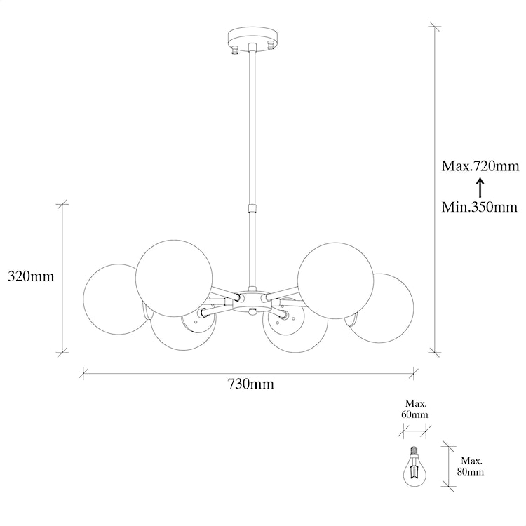 Lampa wisząca Horrelf x6 złota/ mleczne klosze  - zdjęcie 5