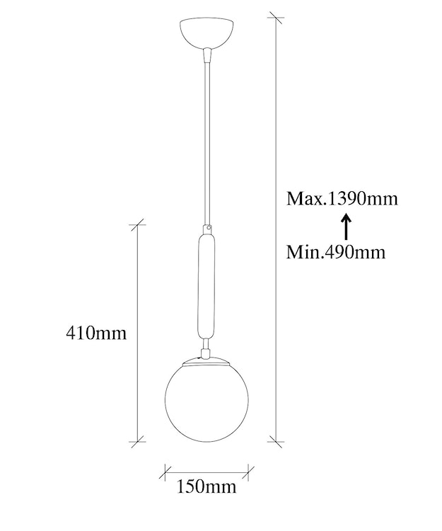 Lampa wisząca Glicize czarny stelaż/ mleczny klosz  - zdjęcie 6