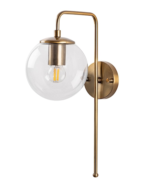 Lampa ścienna Inessites 43 cm złota/ transparentny klosz