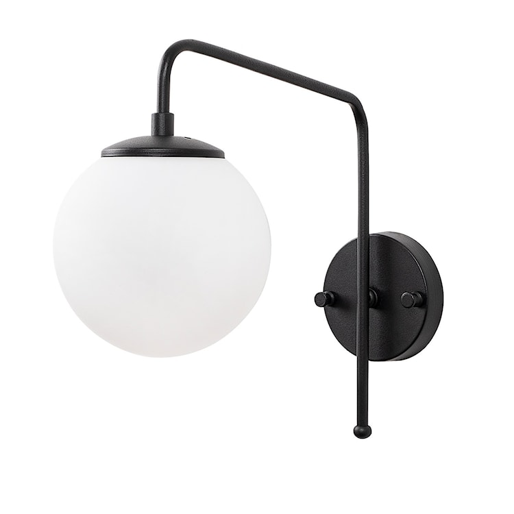 Lampa ścienna Inessites 32 cm czarna/ mleczny klosz 