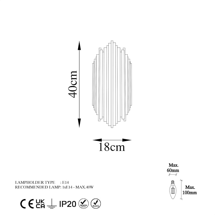 Lampa ścienna Bolines 50 cm chromowana  - zdjęcie 5