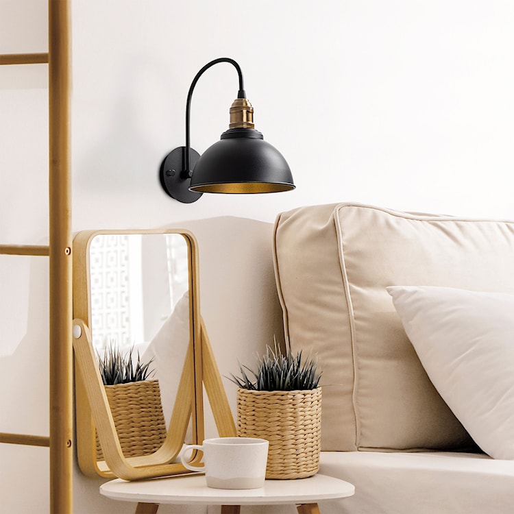Lampa ścienna Alltand czarna z miedzianymi detalami  - zdjęcie 2