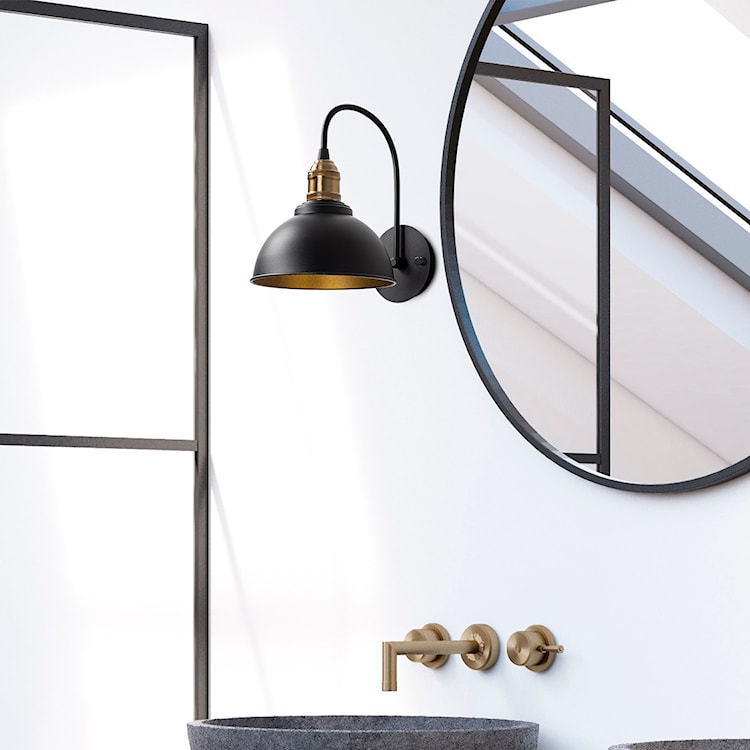 Lampa ścienna Alltand czarna z miedzianymi detalami  - zdjęcie 3