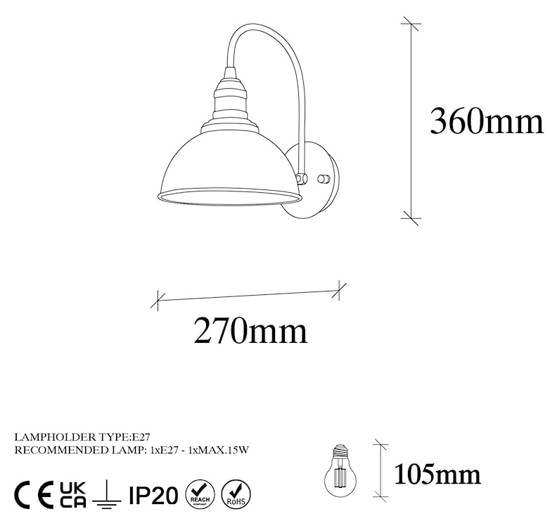 Lampa ścienna Alltand czarna z miedzianymi detalami  - zdjęcie 6