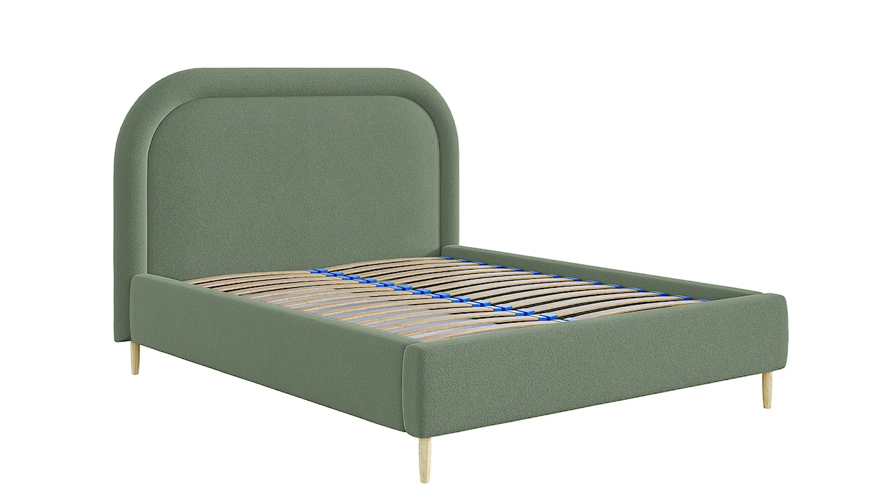 Łóżko tapicerowane 180x200 cm Loreo z pojemnikiem zielone boucle  - zdjęcie 6