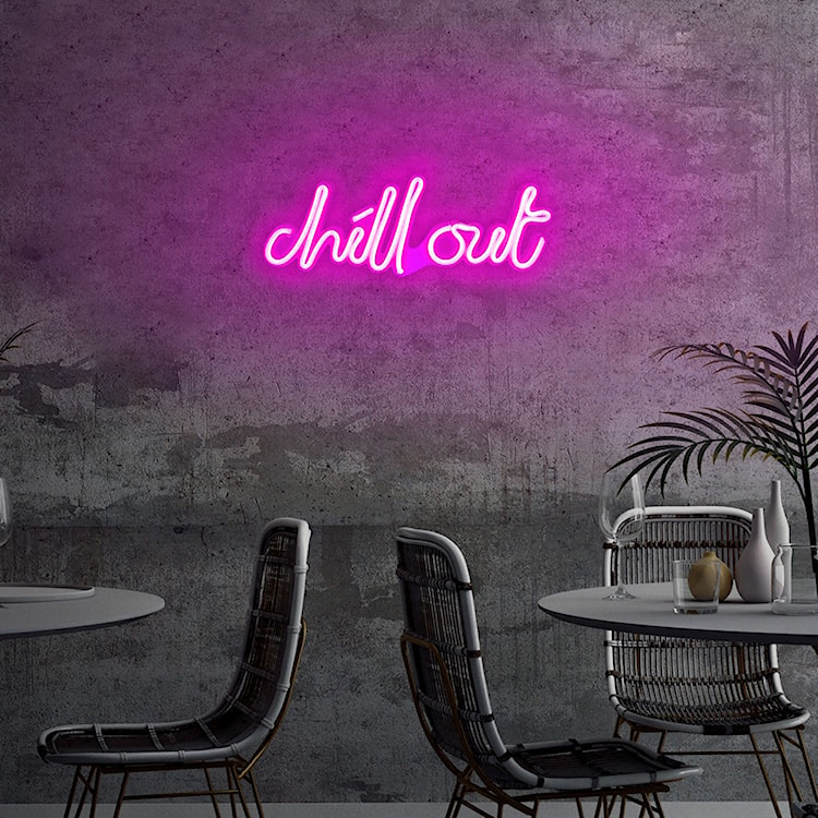 Neon na ścianę Letely z napisem Chill Out różowy  - zdjęcie 3