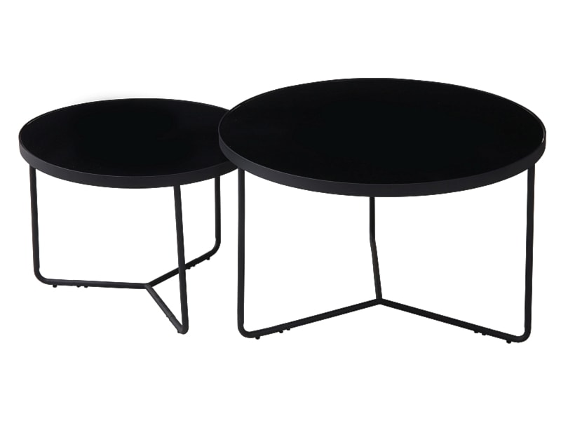 Zestaw dwóch okrągłych stolików kawowych Daranti czarne  - zdjęcie 2