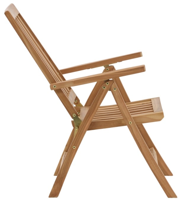 Krzesło ogrodowe z regulowanym oparciem Koyoo z drewna tekowego  - zdjęcie 5