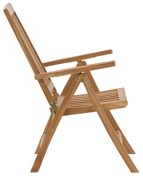 Krzesło ogrodowe z regulowanym oparciem Koyoo z drewna tekowego  - zdjęcie 6