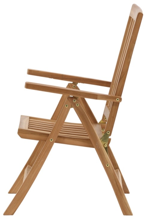 Krzesło ogrodowe z regulowanym oparciem Koyoo z drewna tekowego  - zdjęcie 12