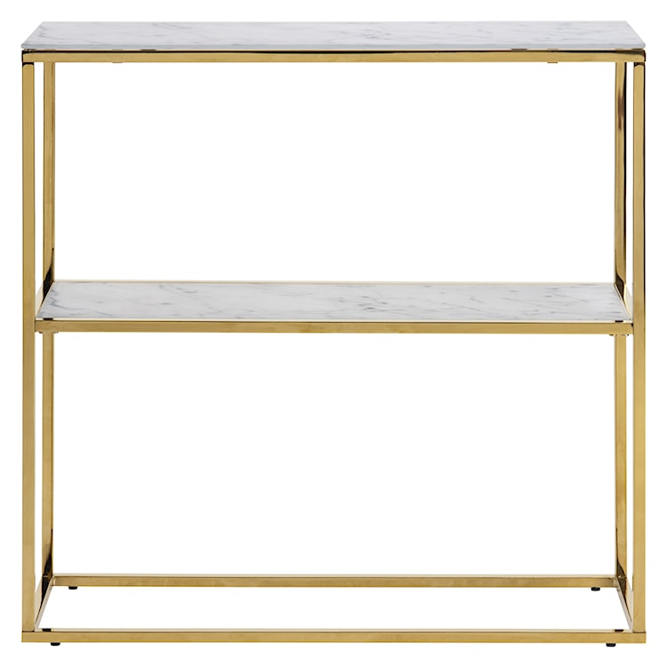 Konsola do przedpokoju Alisma 80x26 cm biały marmur na złotej podstawie  - zdjęcie 3