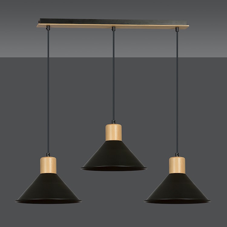 Lampa wisząca Rawn x3 stożek 86 cm czarna  - zdjęcie 4
