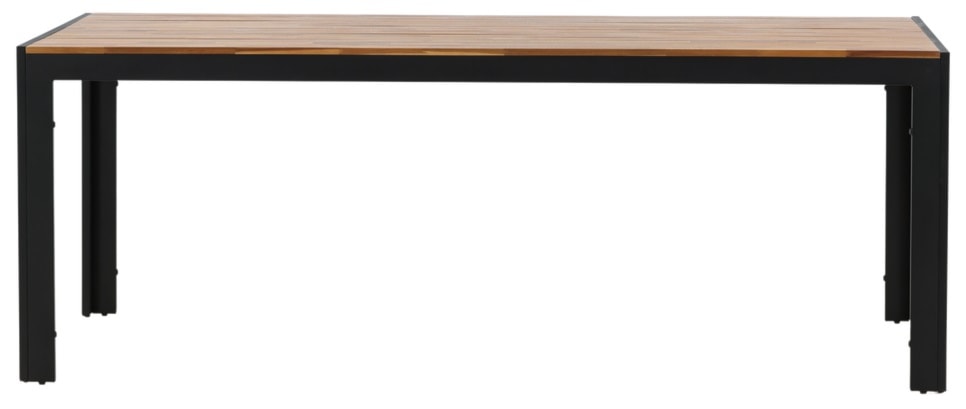 Stół ogrodowy Kuyso prostokątny 205x90 drewno akacjowe czarno-brązowy  - zdjęcie 4