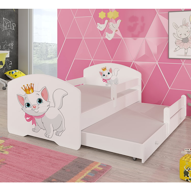 Łóżko dziecięce podwójne Blasius 160x80 cm Kot z barierką  - zdjęcie 2