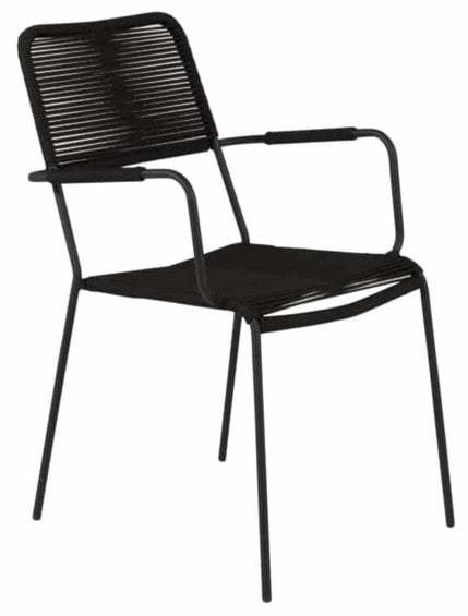 Krzesło ogrodowe z podłokietnikami Subtley czarne