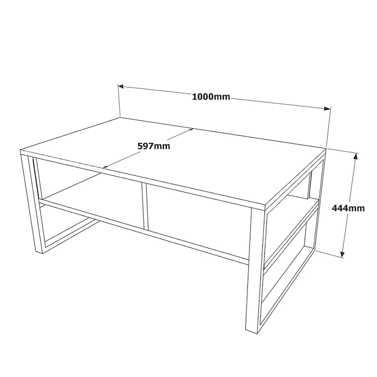 Stolik kawowy prostokątny Diffodes 100x59 cm beton/czarny  - zdjęcie 5