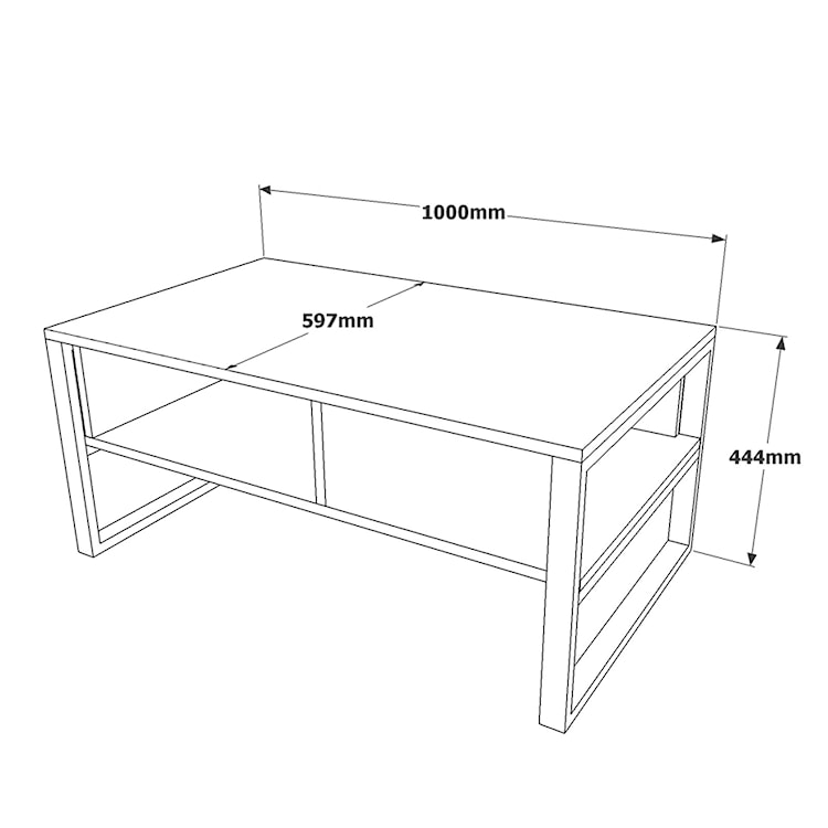 Stolik kawowy prostokątny Diffodes 100x59 cm sosna/czarny  - zdjęcie 5