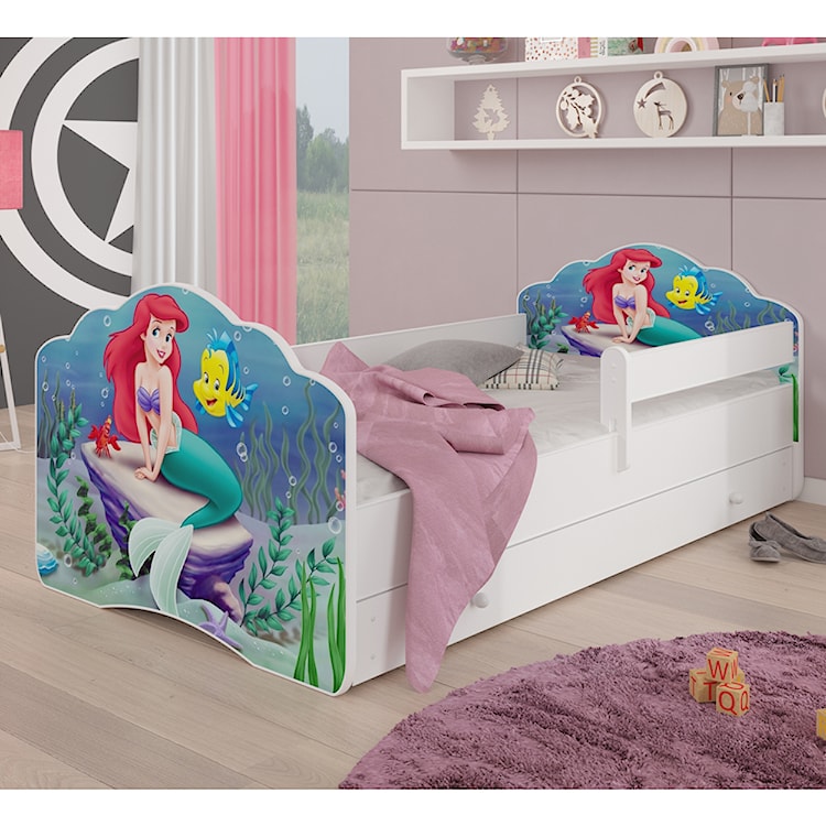 Łóżko dziecięce Sissa 140x70 cm Arielka z barierką i szufladą  - zdjęcie 2