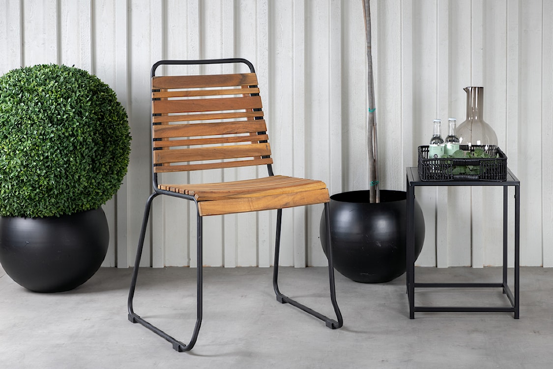 Krzesło ogrodowe Kuyso z drewna akacjowego brązowo-czarne  - zdjęcie 2