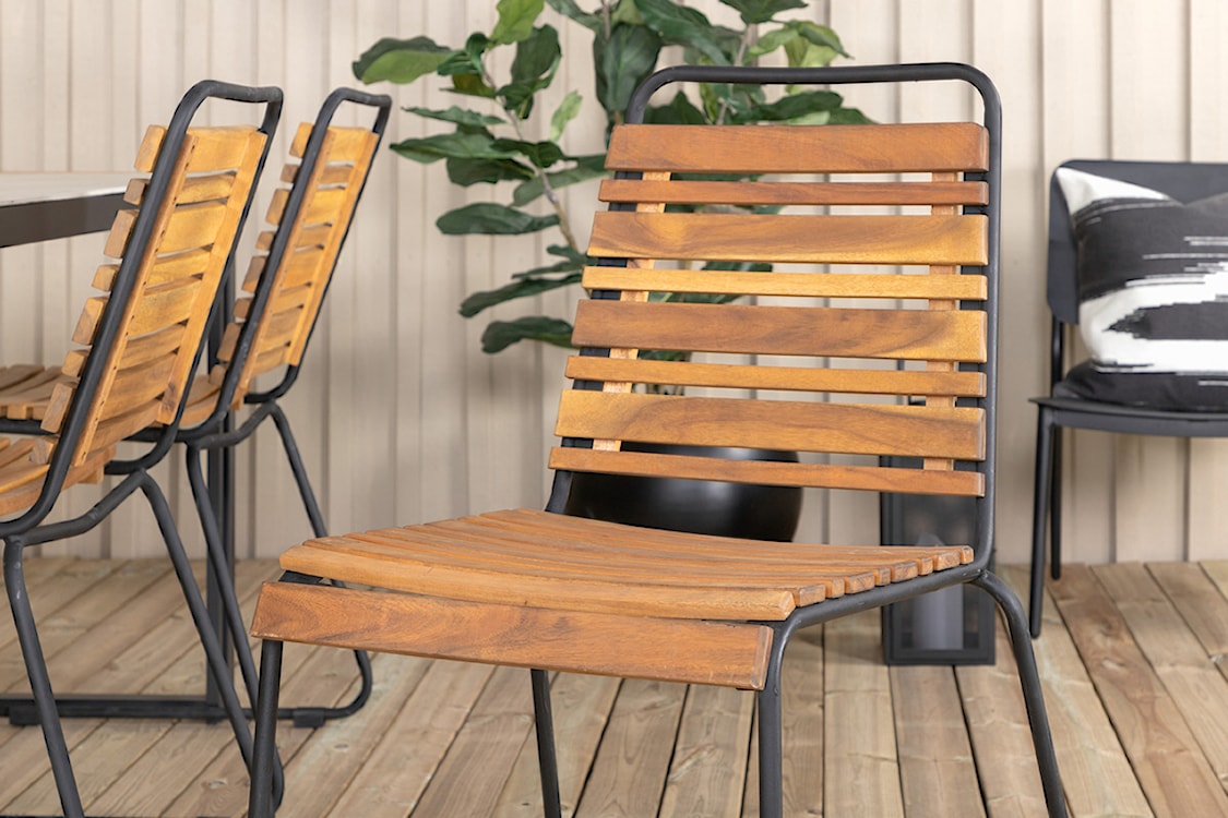 Krzesło ogrodowe Kuyso z drewna akacjowego brązowo-czarne  - zdjęcie 12