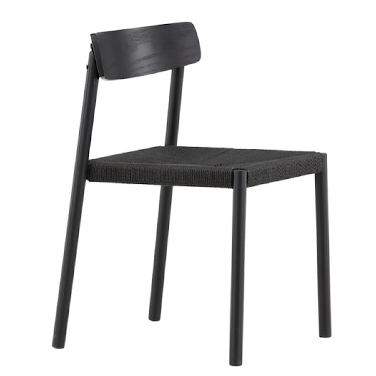 Krzesło drewniane Diarech czarne z plecionym siedziskiem  - zdjęcie 6