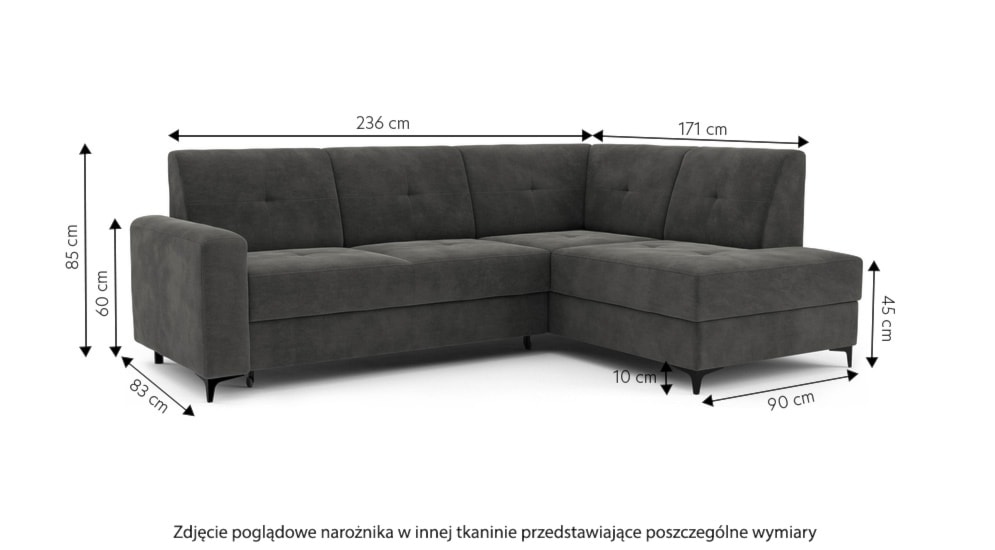 Narożnik z funkcją spania Penela L-kształtny z pojemnikiem zielony prawostronny  - zdjęcie 4