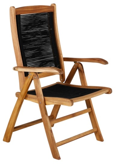 Krzesło ogrodowe Akaako rozkładane drewno akacjowe brązowo-czarne