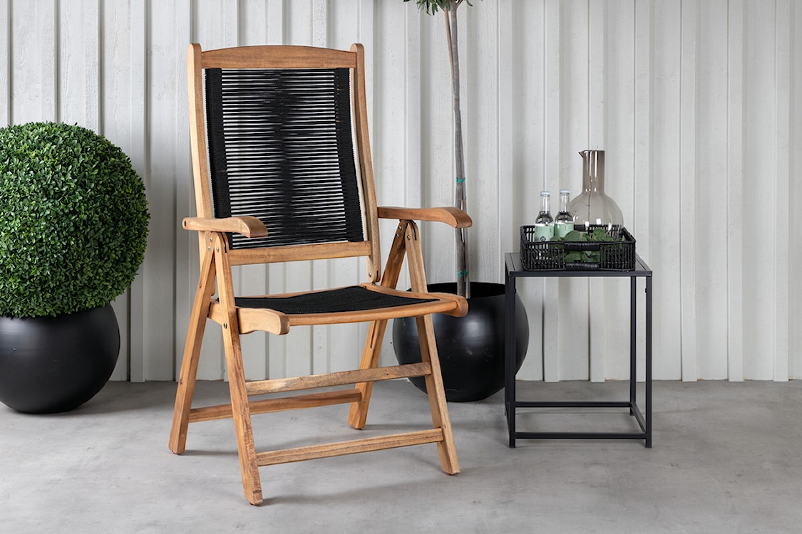 Krzesło ogrodowe Akaako rozkładane drewno akacjowe brązowo-czarne  - zdjęcie 2