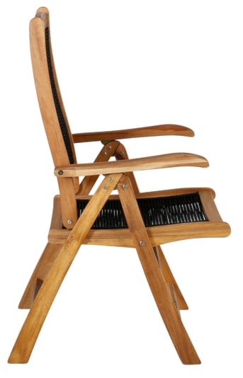 Krzesło ogrodowe Akaako rozkładane drewno akacjowe brązowo-czarne  - zdjęcie 3