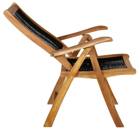 Krzesło ogrodowe Akaako rozkładane drewno akacjowe brązowo-czarne  - zdjęcie 5