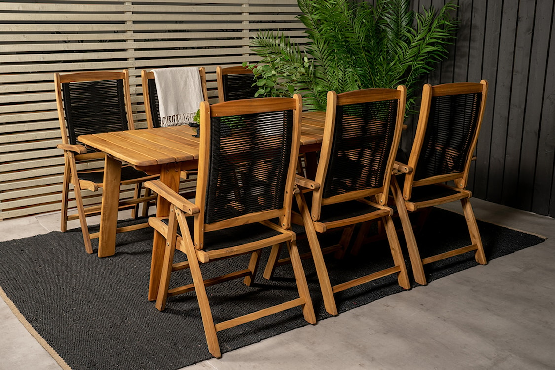 Krzesło ogrodowe Akaako rozkładane drewno akacjowe brązowo-czarne  - zdjęcie 9