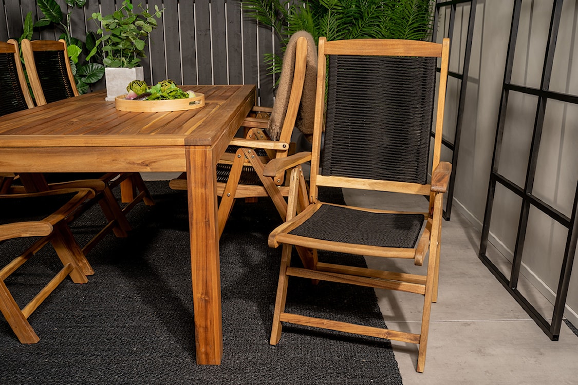 Krzesło ogrodowe Akaako rozkładane drewno akacjowe brązowo-czarne  - zdjęcie 11
