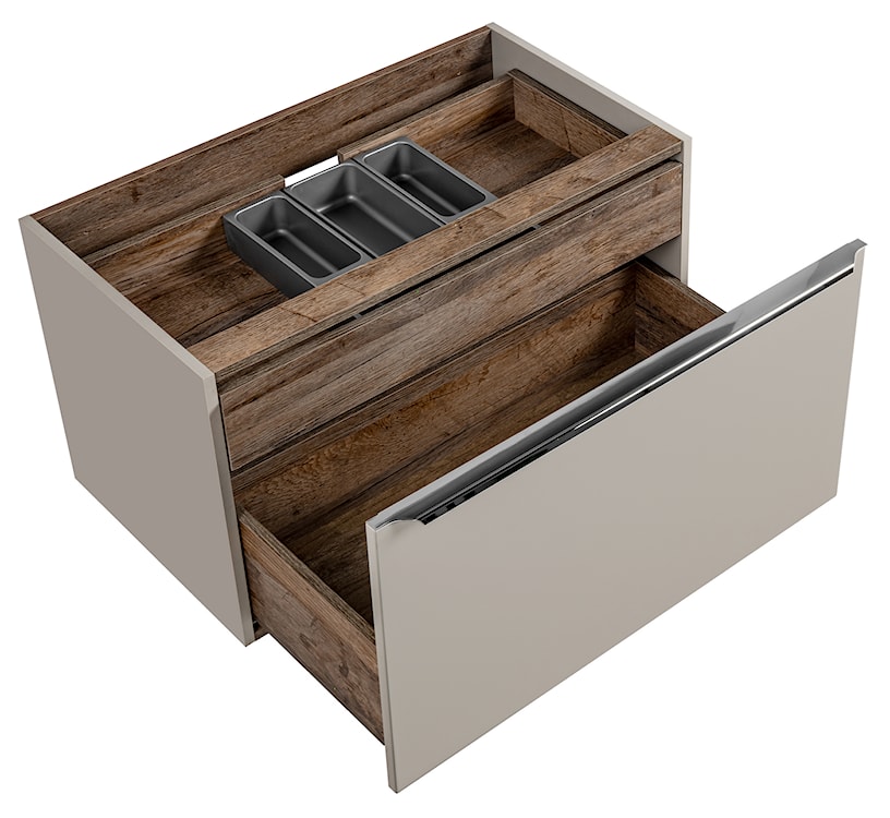 Szafka pod umywalkę Olimmi 80 cm szara/dąb santa   - zdjęcie 6